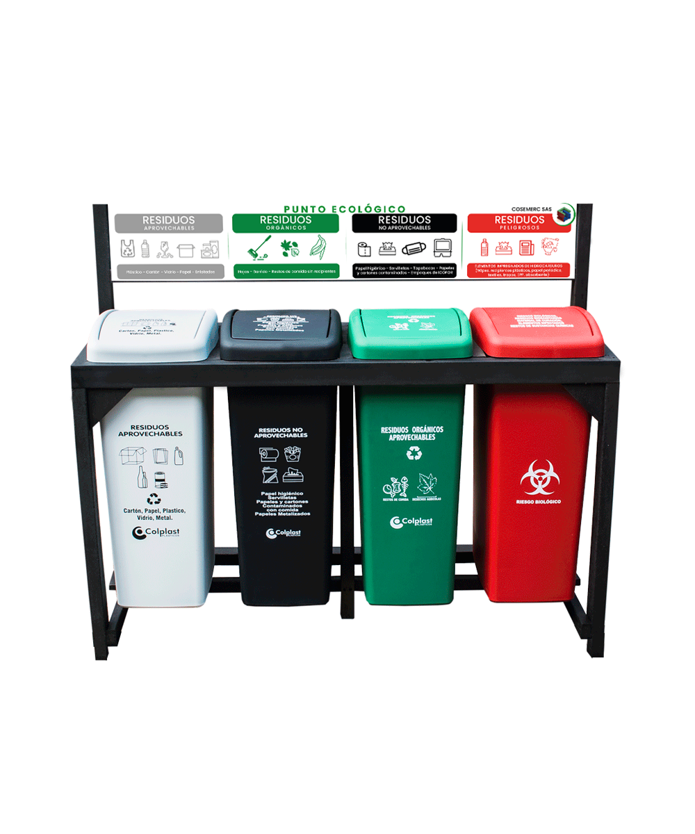 Estación de Reciclaje - Punto Ecológico 4 Puestos